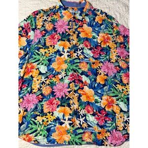 Tommy Bahama Veracruz Cay Perfect Paradise Floral Shirt Mens XXL Blue Tropical